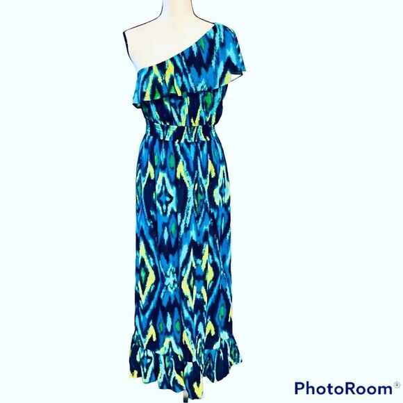 Lane Bryant One Shoulder Ruffled Hem Maxi Dress‎ S16 - Picture 1 of 10
